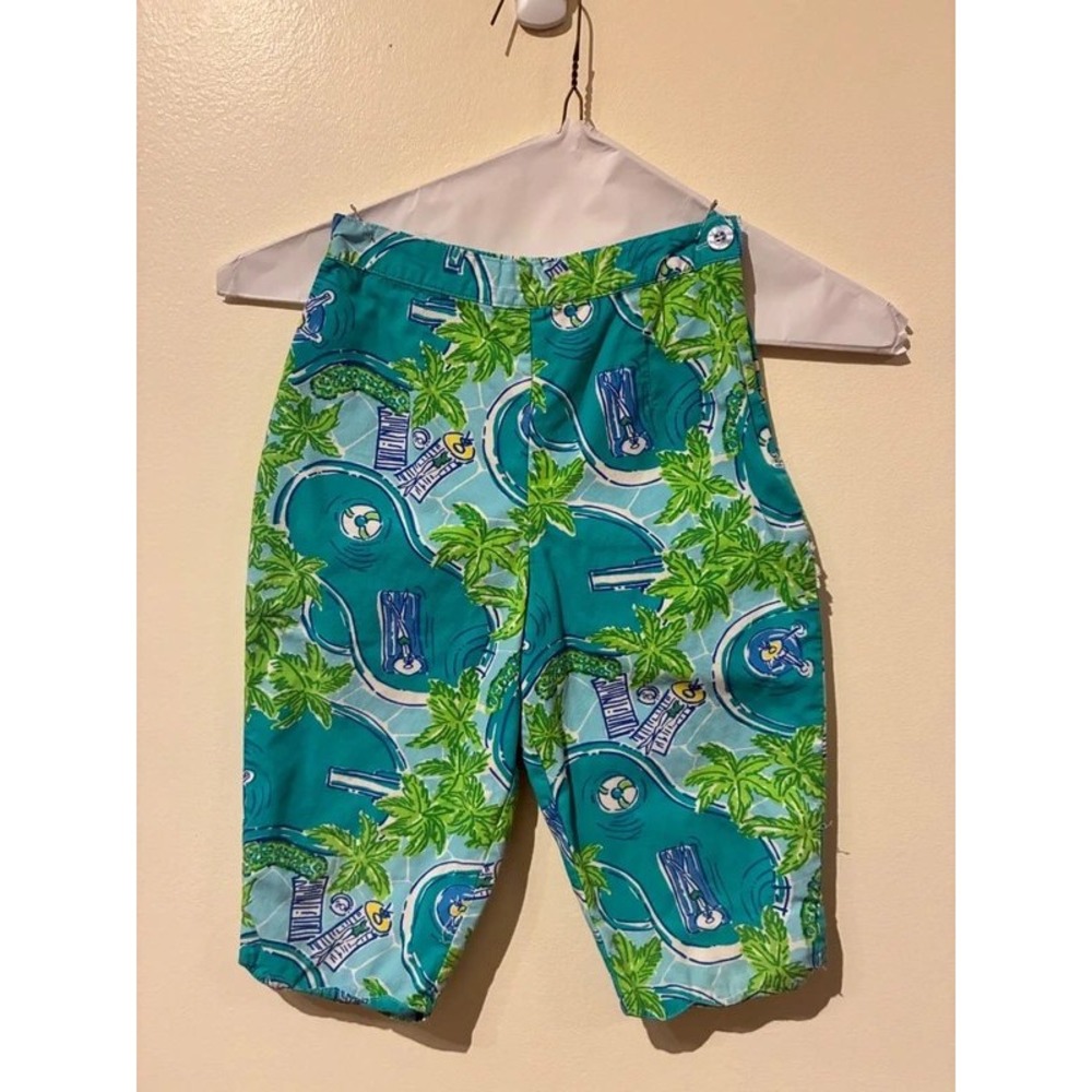 Lilly Pulitzer Girls Size 5 Teal Green Tropical Pool Print Capri Crop Pants